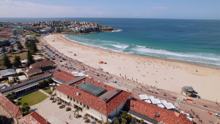 Aerial view of Bondi Beach and Pavillion