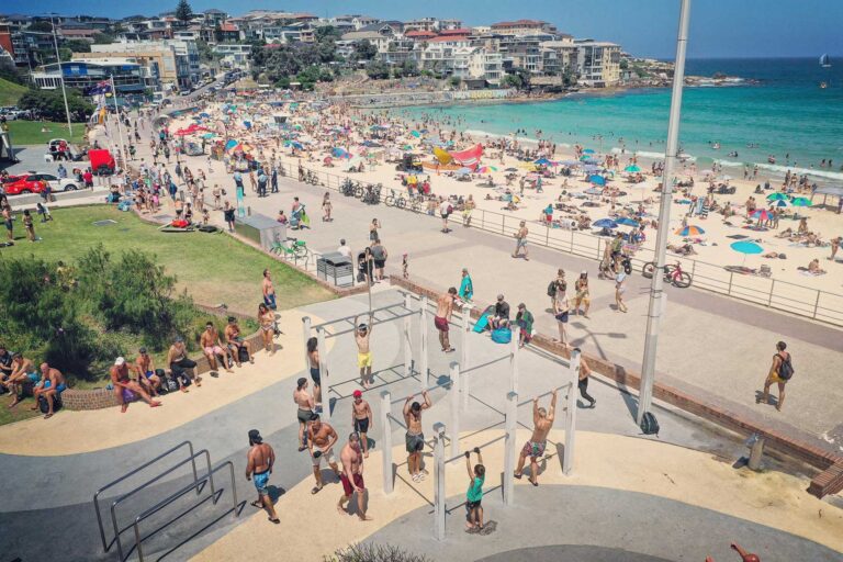 North Bondi Beach and workout station